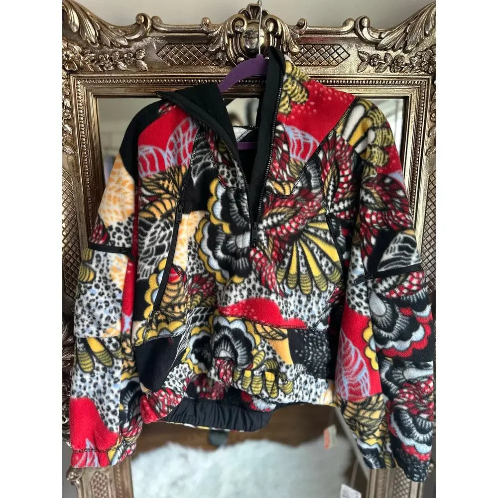 Free People Mvmt Wild And Free Fleece Pullover Wildflower Small Oversized NWT!